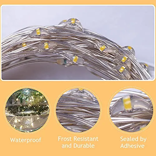 100 LED White Fairy String Lights - 33ft - Battery Operated - Waterproof - 1 Pack