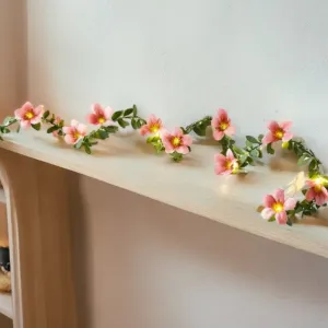 20 Pink Flower Vine LED String Lights 1.8M