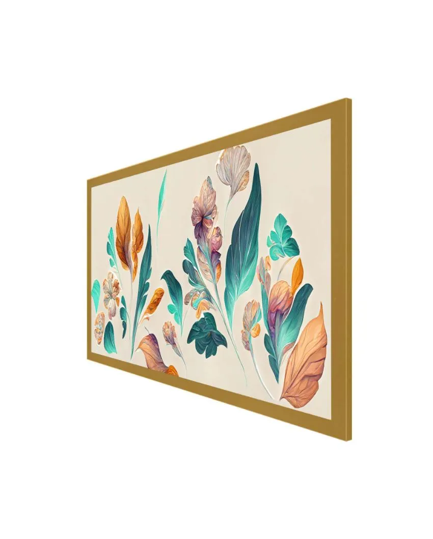 3D Leaves & Flowers Canvas Wall Painting