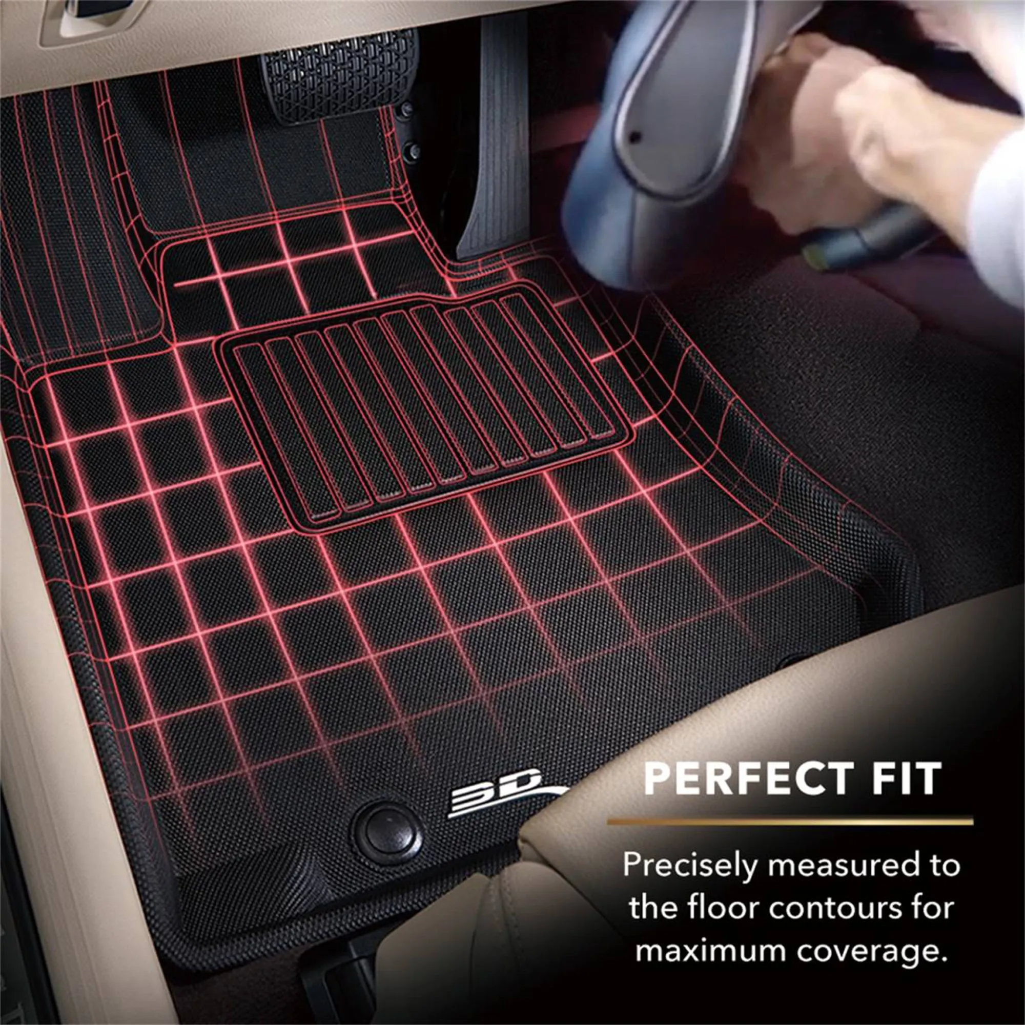 3D MAXpider Kagu Series Custom Floor Mat Set for 18'-19' Tesla 3 Models, Black