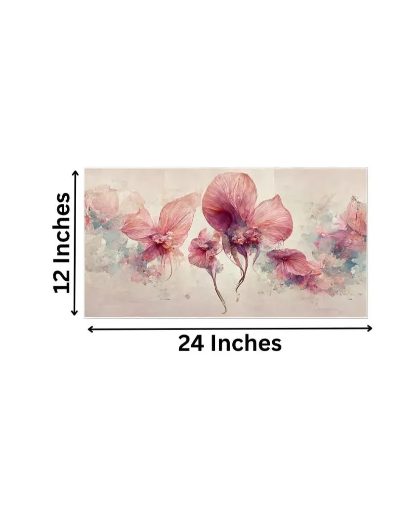 3D Pink Flowers Canvas Frame Wall Painting | 24 x 12 inches , 36 x 18 inches , 48 x 24 inches