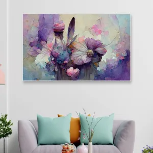 3D Purple Flower Art Canvas Wall Painting