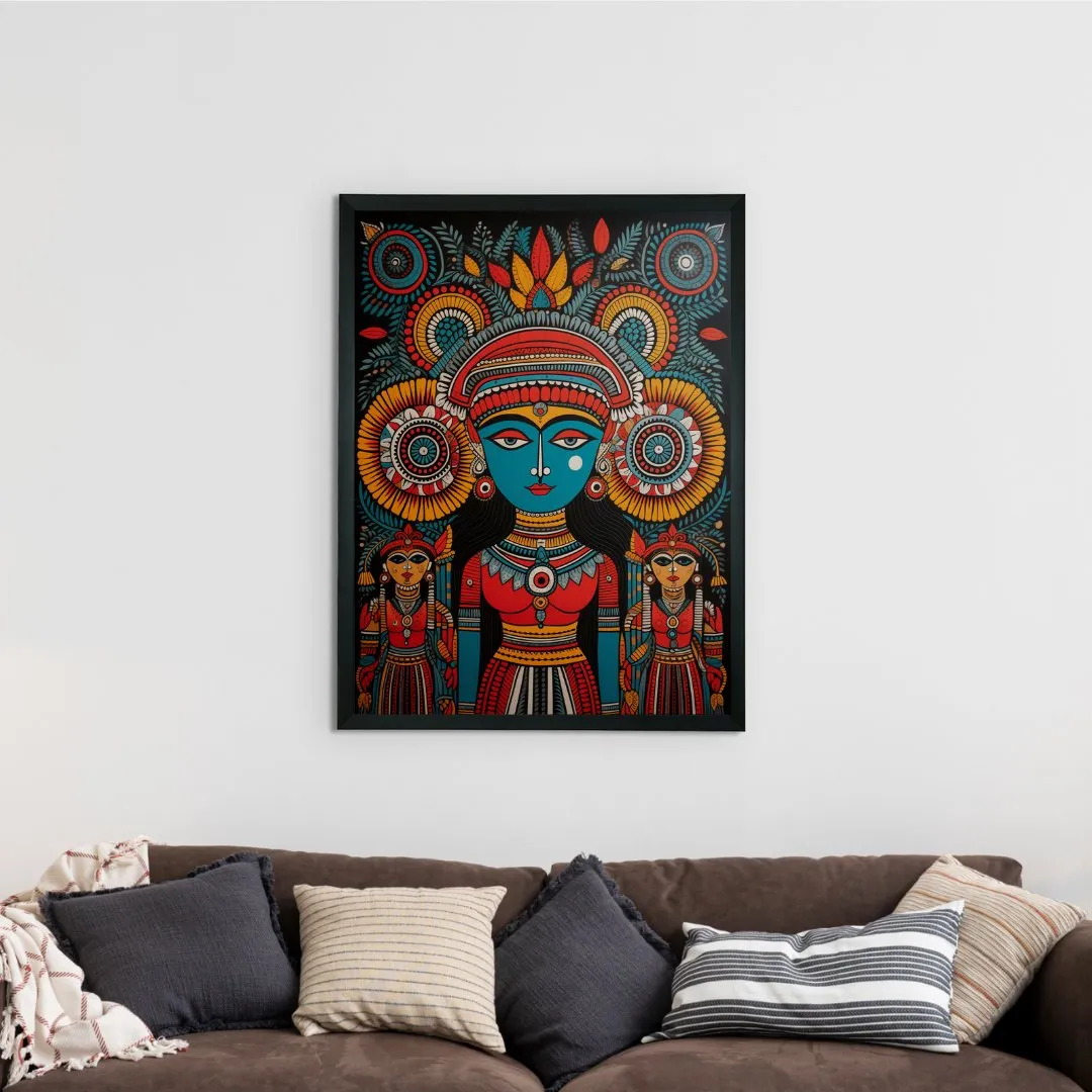 Abstract Crowned Women: Sowpeace Handcrafted Prints – Premium Indian-Inspired Canvas Art for Modern Home Decoration