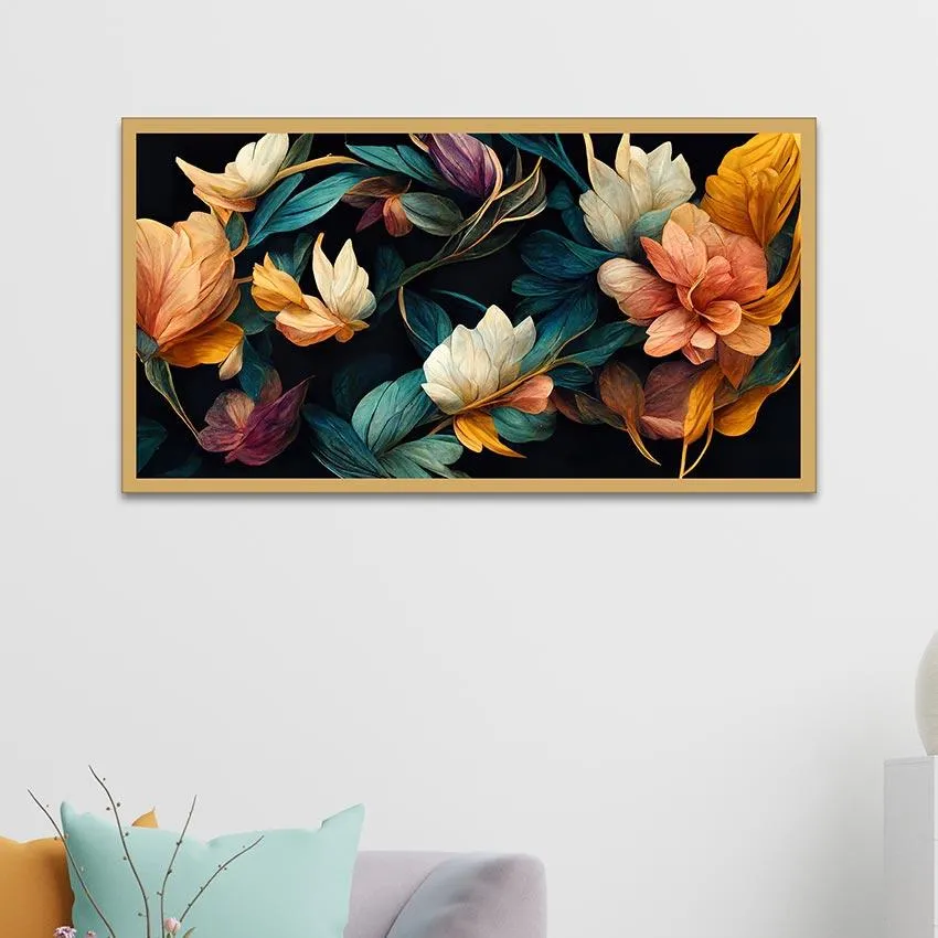 Abstract Flowers Floating Frame Canvas Wall Art Painting