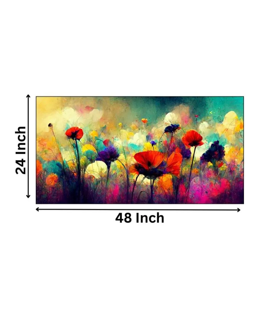 Abstract Flowers Illustration Canvas Frame Wall Painting | 24 x 12 inches , 36 x 18 inches & 48 x 24 inches