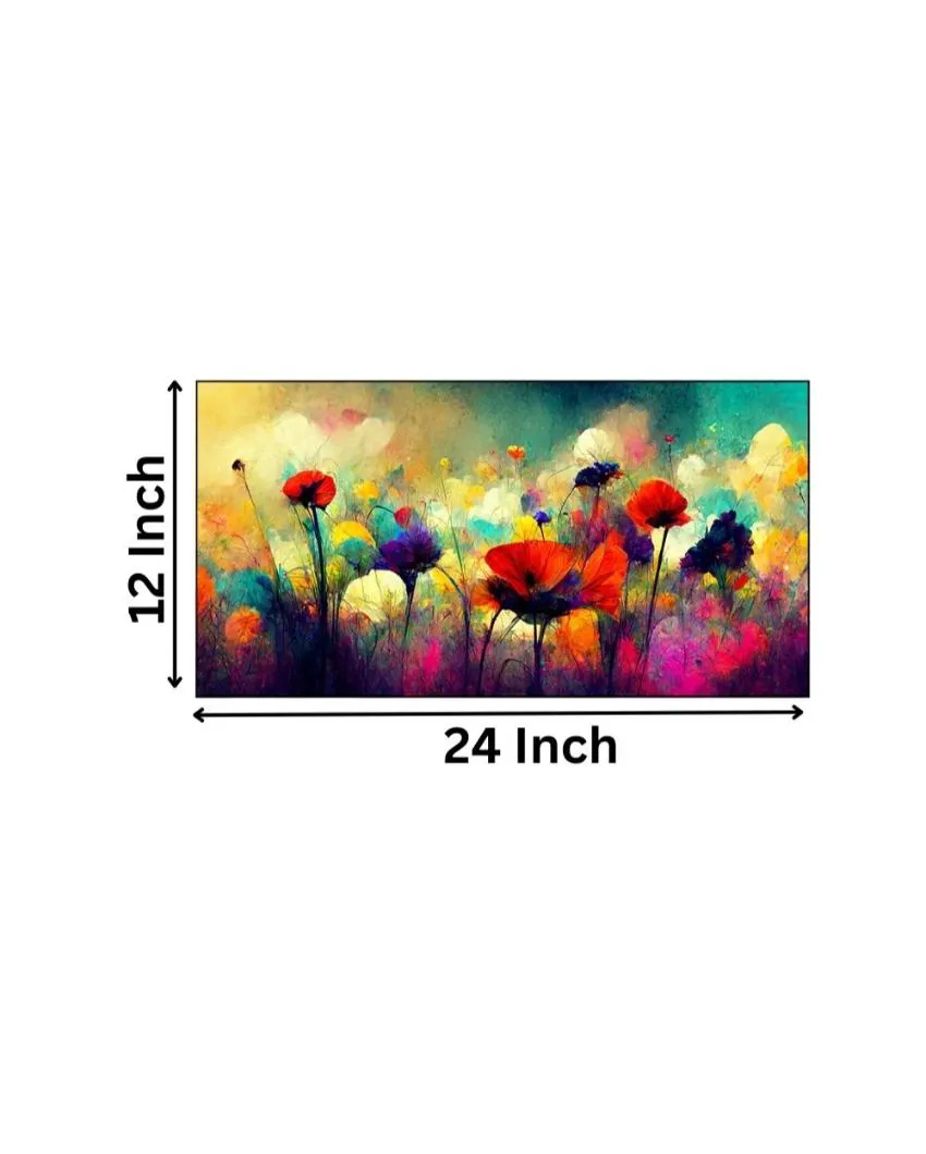 Abstract Flowers Illustration Canvas Frame Wall Painting | 24 x 12 inches , 36 x 18 inches & 48 x 24 inches