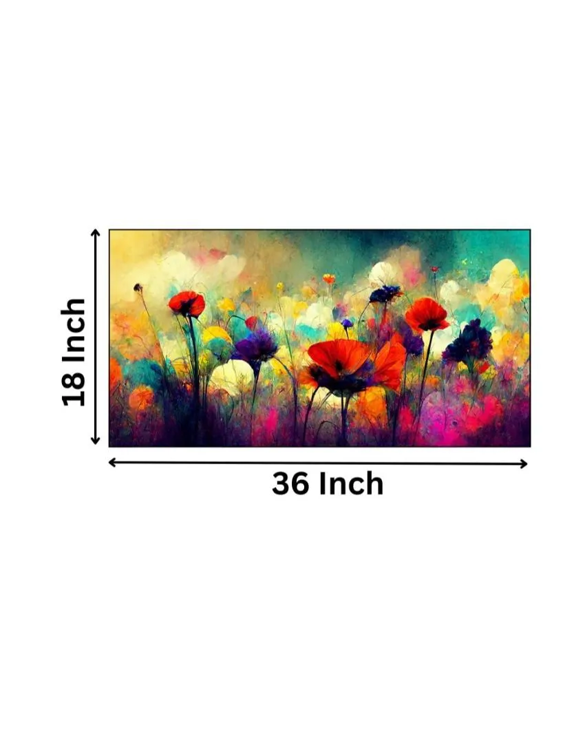 Abstract Flowers Illustration Canvas Frame Wall Painting | 24 x 12 inches , 36 x 18 inches & 48 x 24 inches