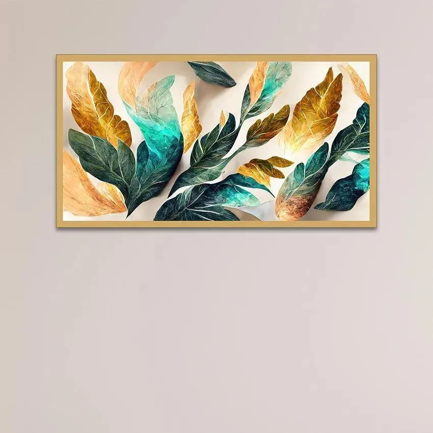 Abstract Flowers with Golden Sheen Art Wall Painting