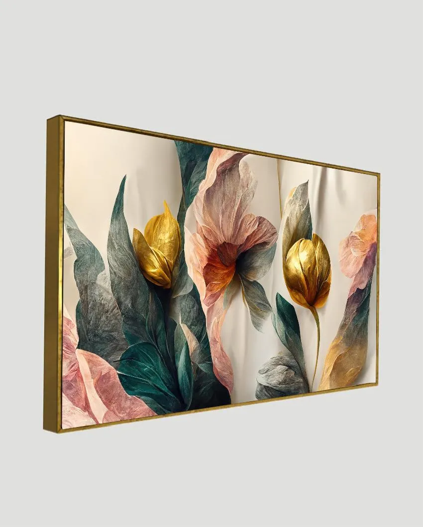 Abstract Golden Flower 3D Canvas Wall Painting