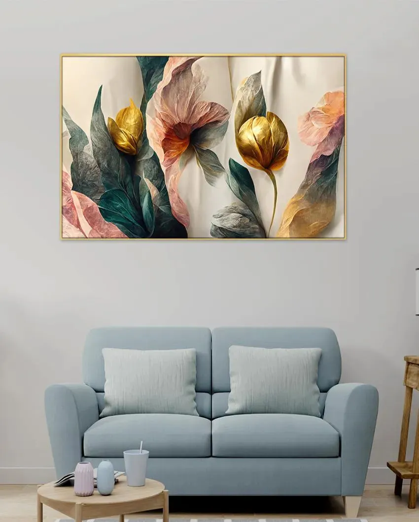 Abstract Golden Flower 3D Canvas Wall Painting