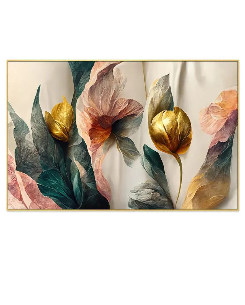 Abstract Golden Flower 3D Canvas Wall Painting