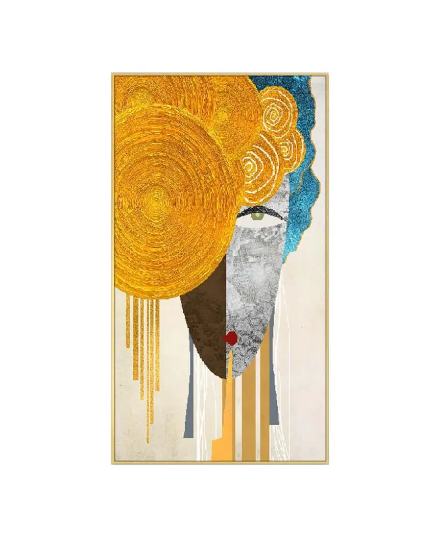 Abstract Hidding Face Figure Floating Frame Art Canvas Painting | 24 x 12 inches , 36 x 18 inches & 48 x 24 inches