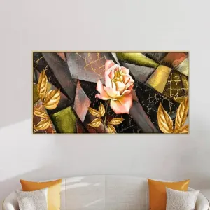 Abstract Yellow and Pink Rose Floating Framed Canvas Wall Painting | 24 x 12 inches , 36 x 18 inches & 48 x 24 inches