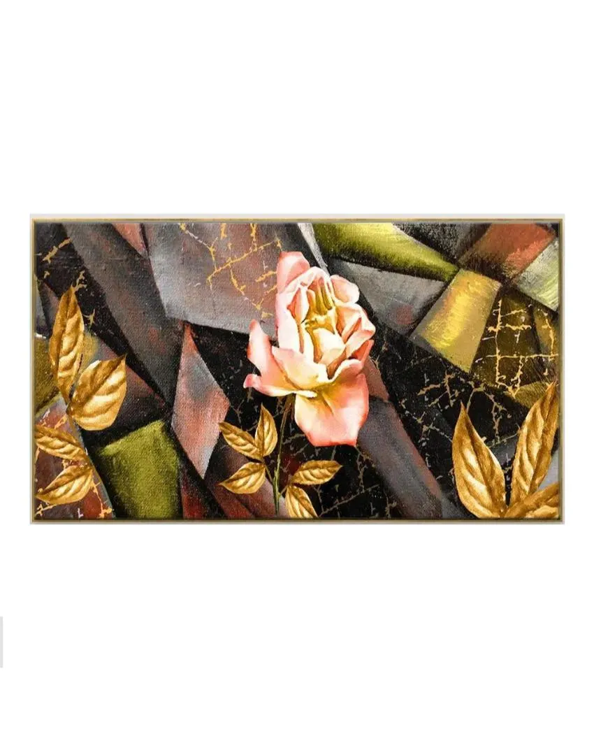 Abstract Yellow and Pink Rose Floating Framed Canvas Wall Painting | 24 x 12 inches , 36 x 18 inches & 48 x 24 inches