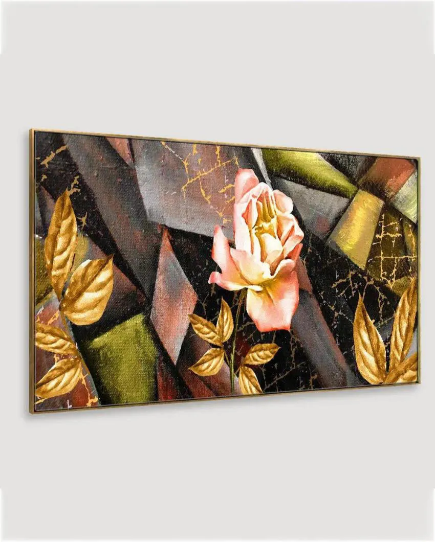 Abstract Yellow and Pink Rose Floating Framed Canvas Wall Painting | 24 x 12 inches , 36 x 18 inches & 48 x 24 inches