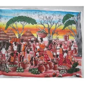 African Village Batik Art 01