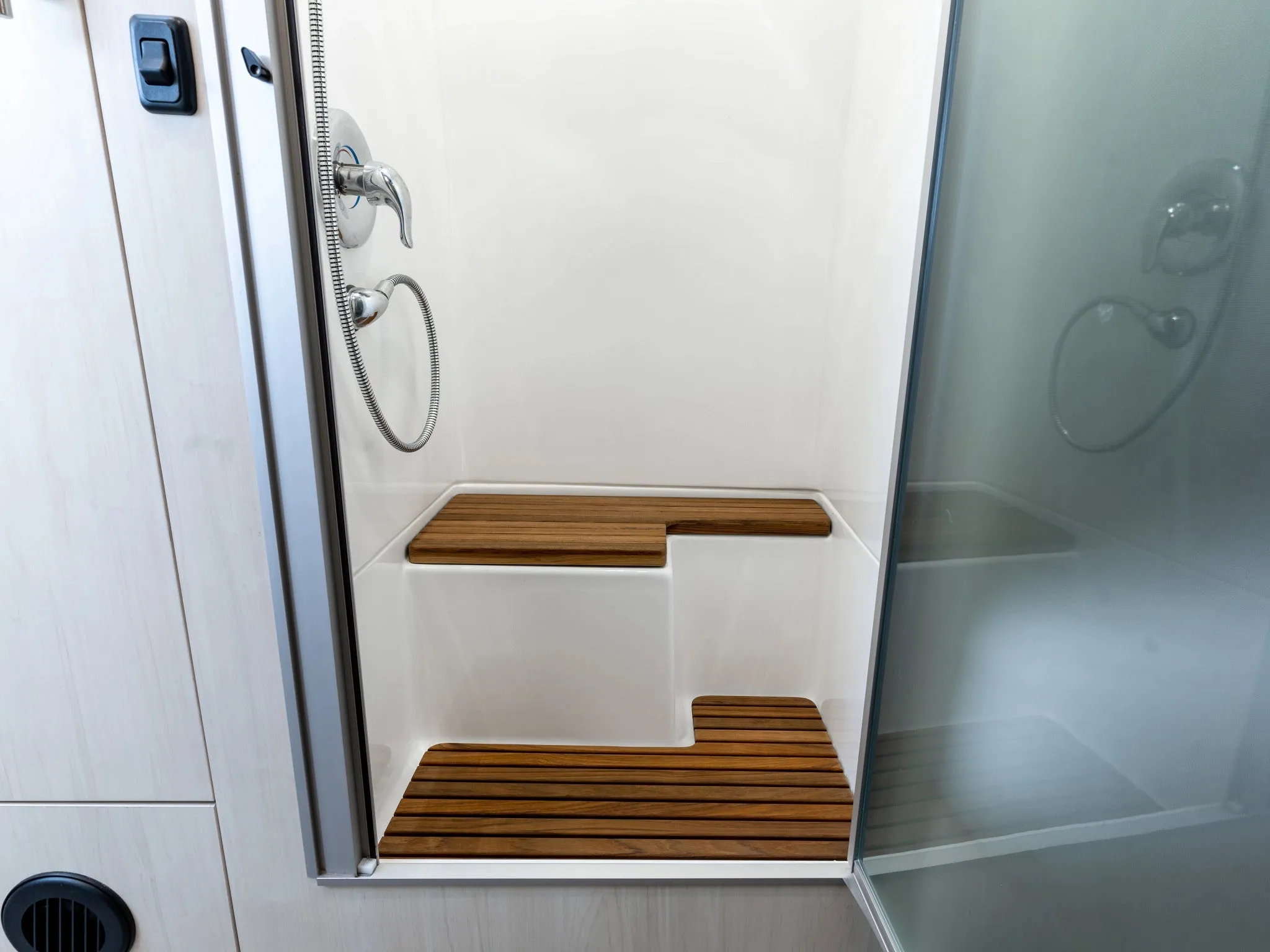 Airstream Teak Shower Bench for International Travel Trailers