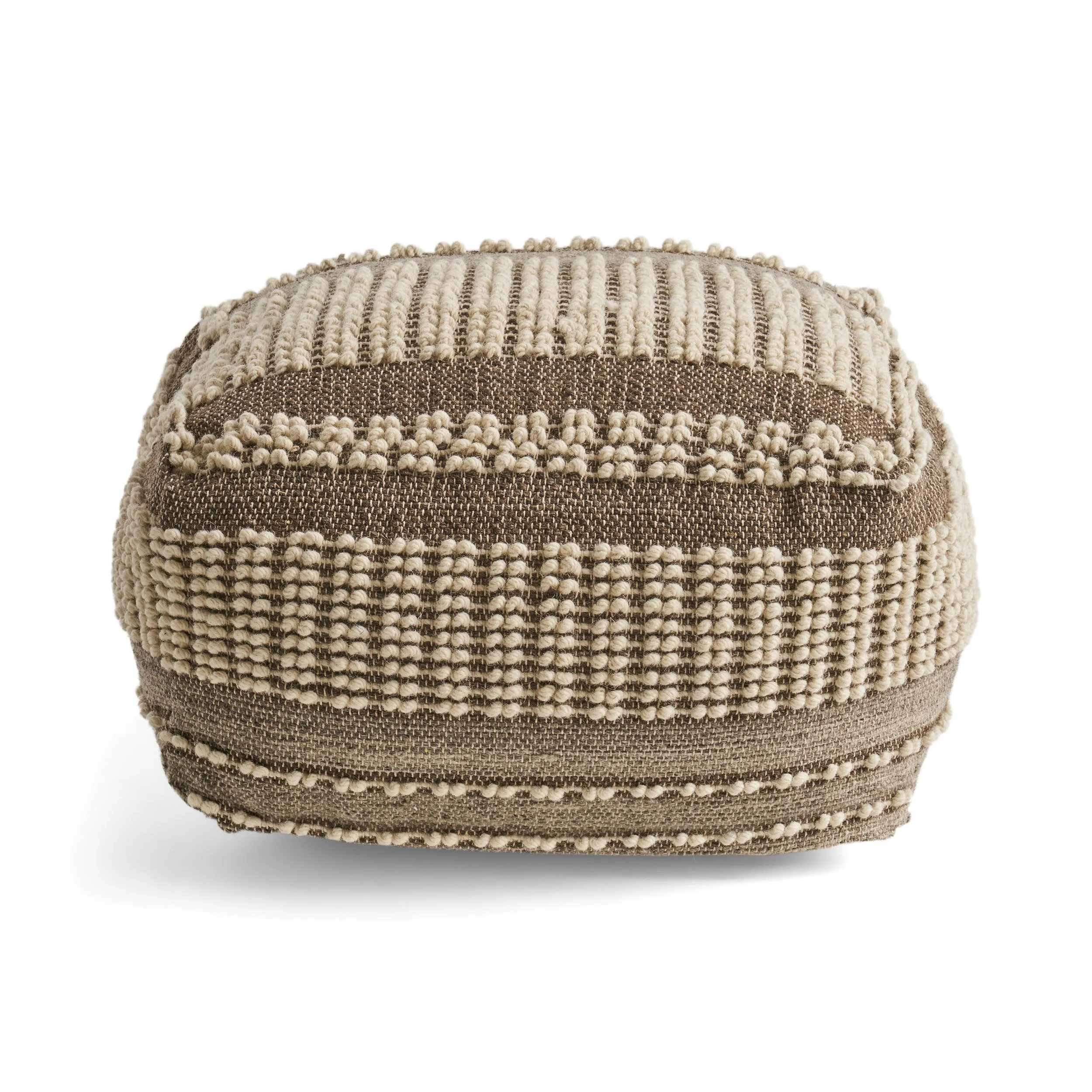 Amiriah Boho Wool and Cotton Ottoman Pouf