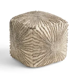 Amyri Boho Wool and Cotton Ottoman Pouf