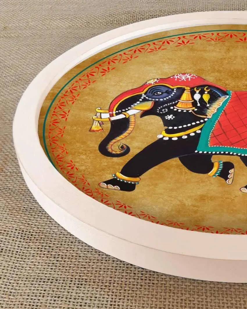 Arawat Elephant Pichwai Canvas Style Wall Art Frame