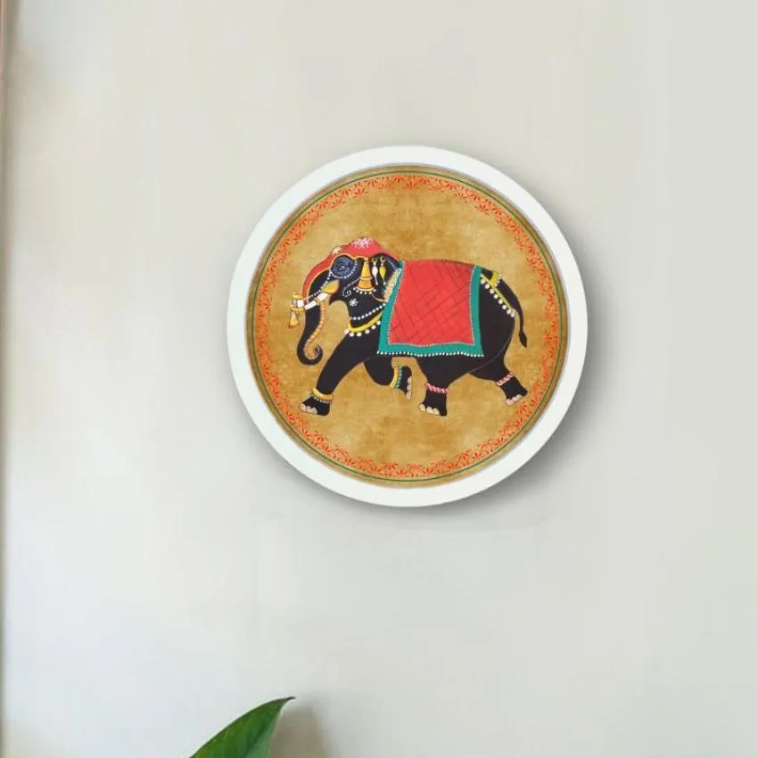 Arawat Elephant Pichwai Canvas Style Wall Art Frame