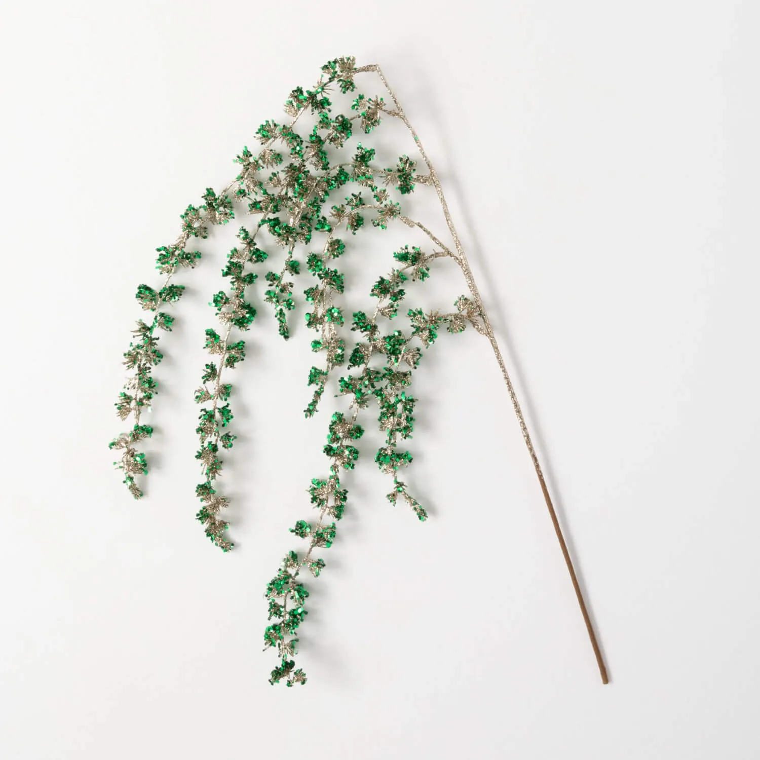 Artificial Green Glittered Drop Stem Green 24"H