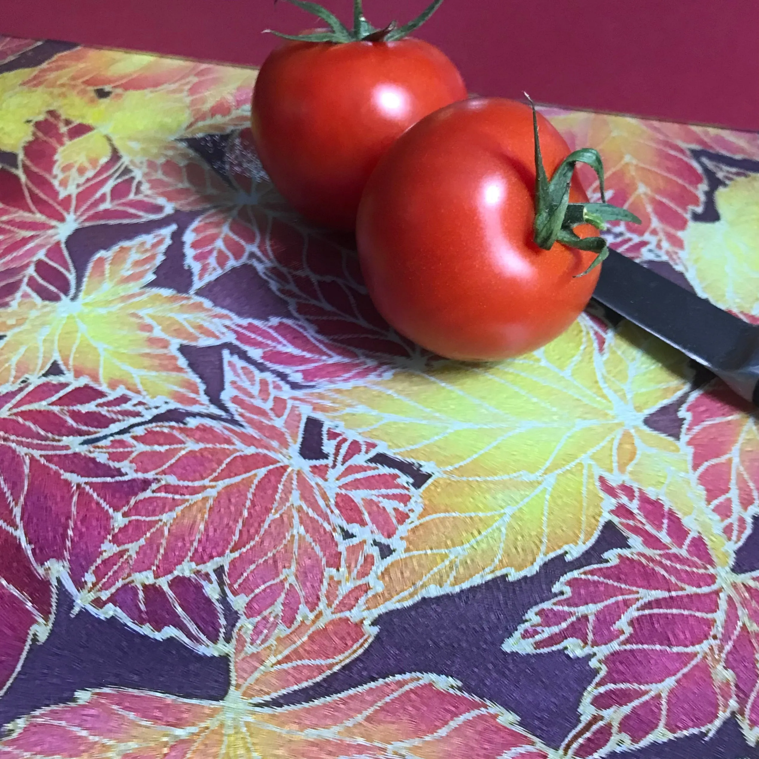 Autumn Leaves Placemats & Coasters - Virginia Creeper Leaves Table Mats - Red Yellow