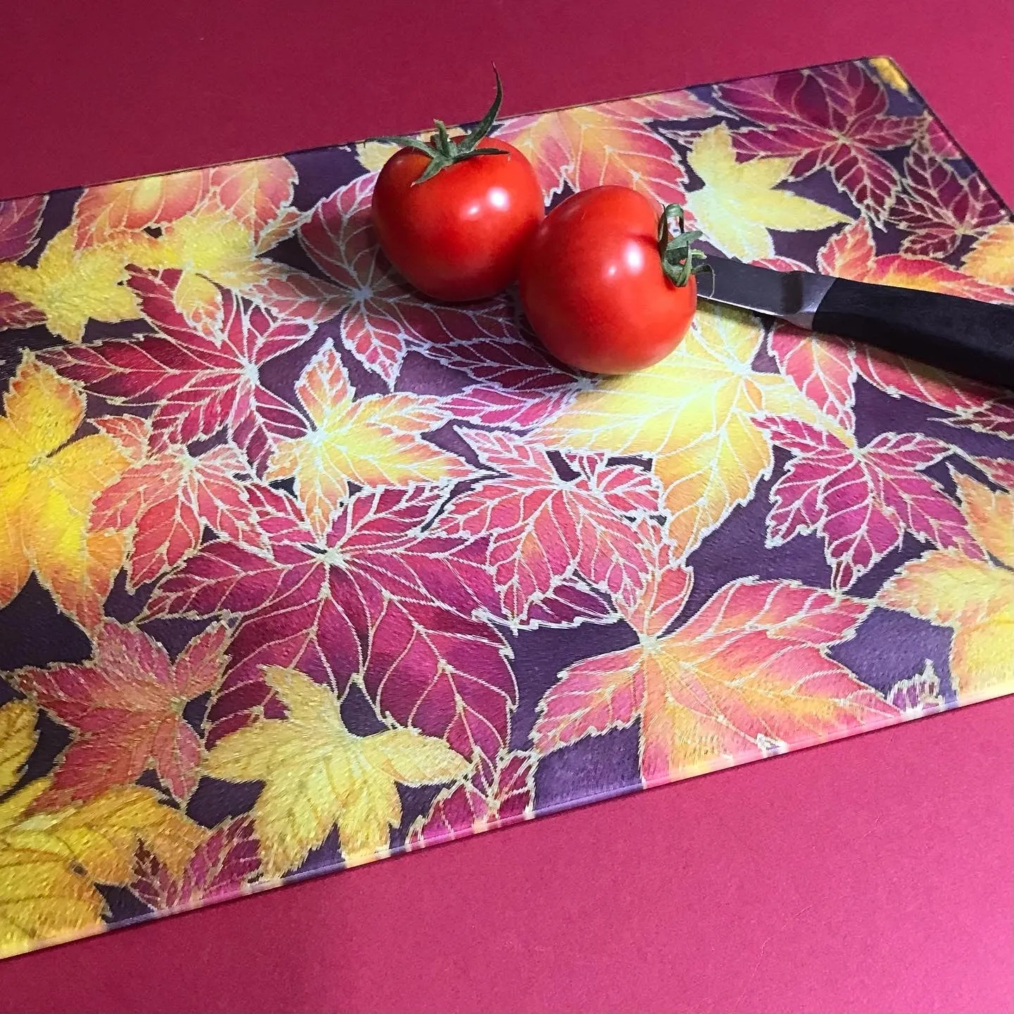 Autumn Leaves Placemats & Coasters - Virginia Creeper Leaves Table Mats - Red Yellow