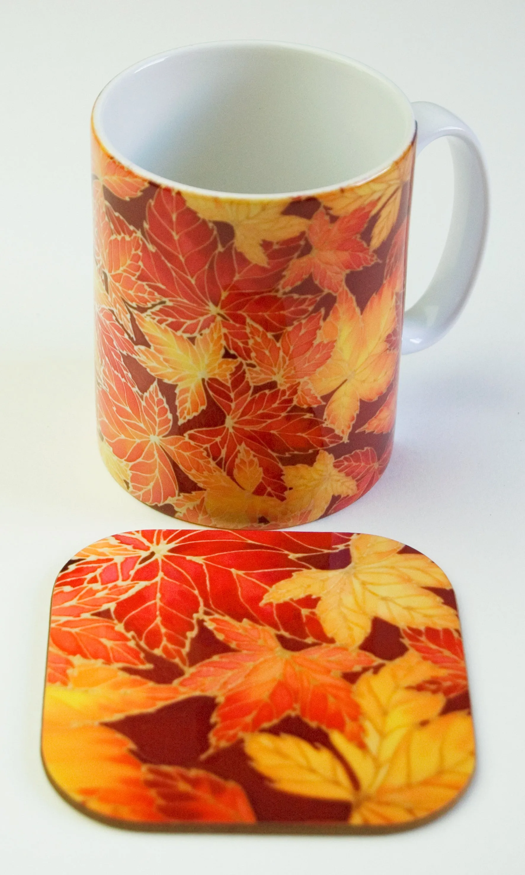 Autumn Leaves Placemats & Coasters - Virginia Creeper Leaves Table Mats - Red Yellow