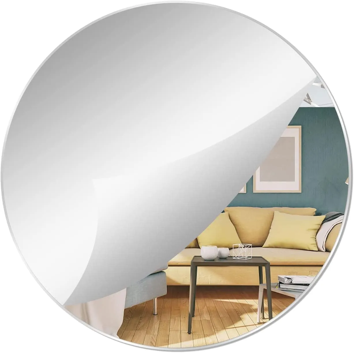 AV111 Acrylic Round Wall Mirror, 2mm Thick, 8 Inch Diameter, Silver Colour, Unframed for Bathroom, Kitchen, Bedroom, Living Room, Dining Room, Entryway, Home Decor