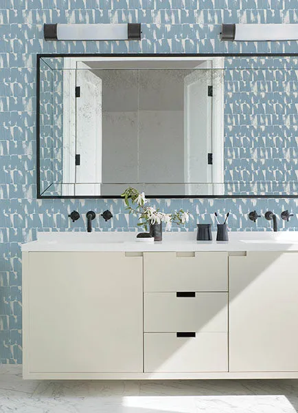 Bancroft Blue Artistic Stripe Wallpaper