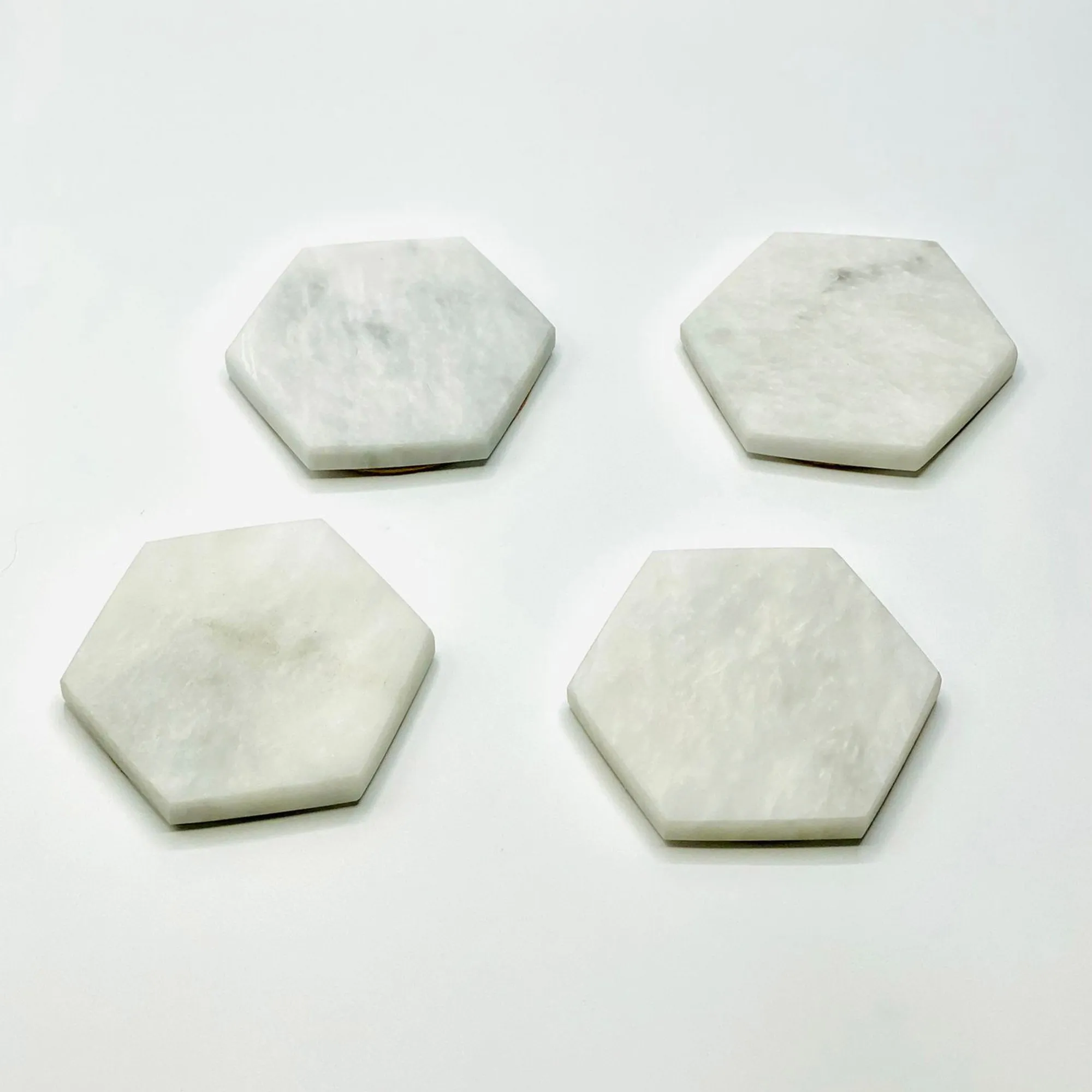 Bianca - White Marble Hexagon Coasters - Set of 4