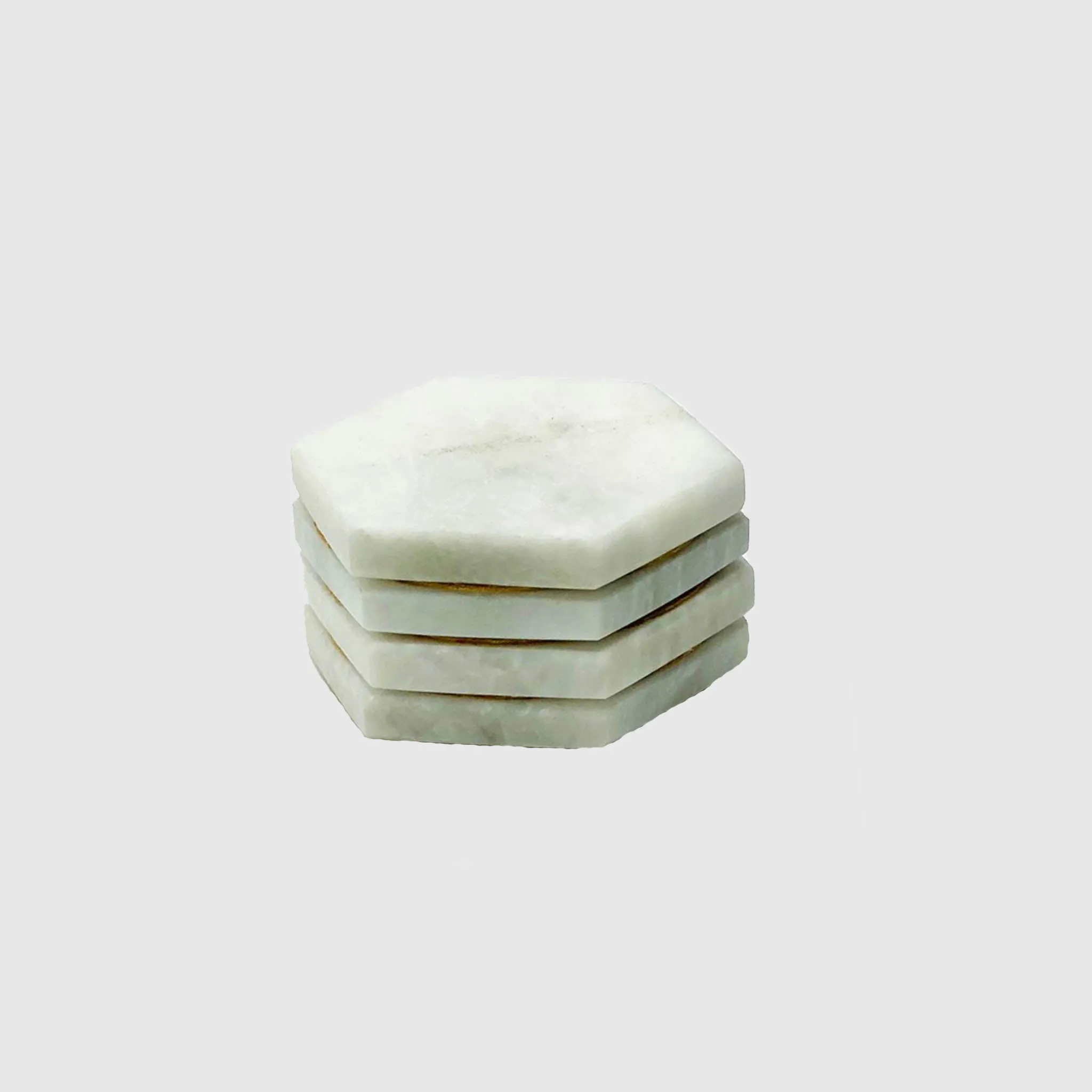 Bianca - White Marble Hexagon Coasters - Set of 4