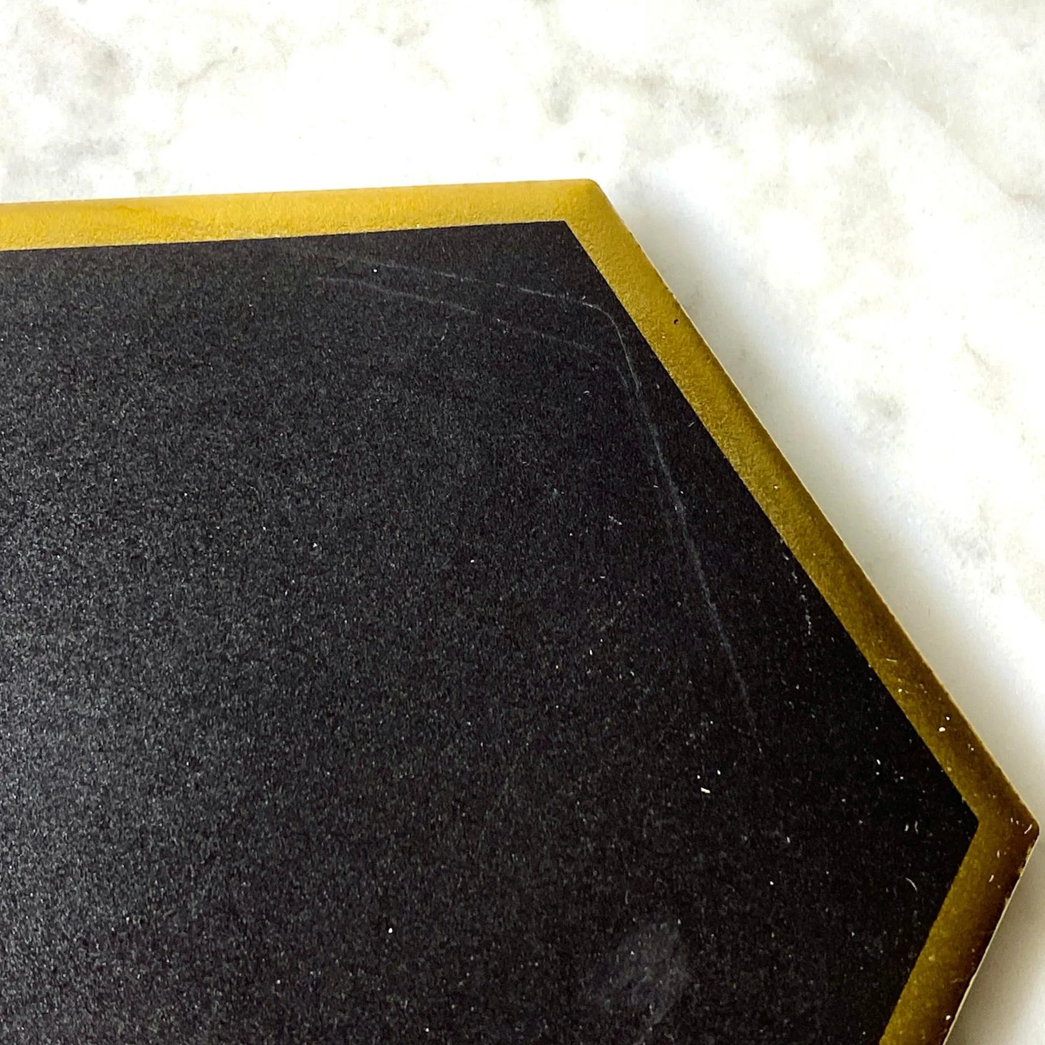 Black & Gold Handmade Ceramic Coasters - Set of 6 / Clearance