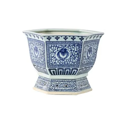 Blue and White Chinese Ceramic Plant Pot