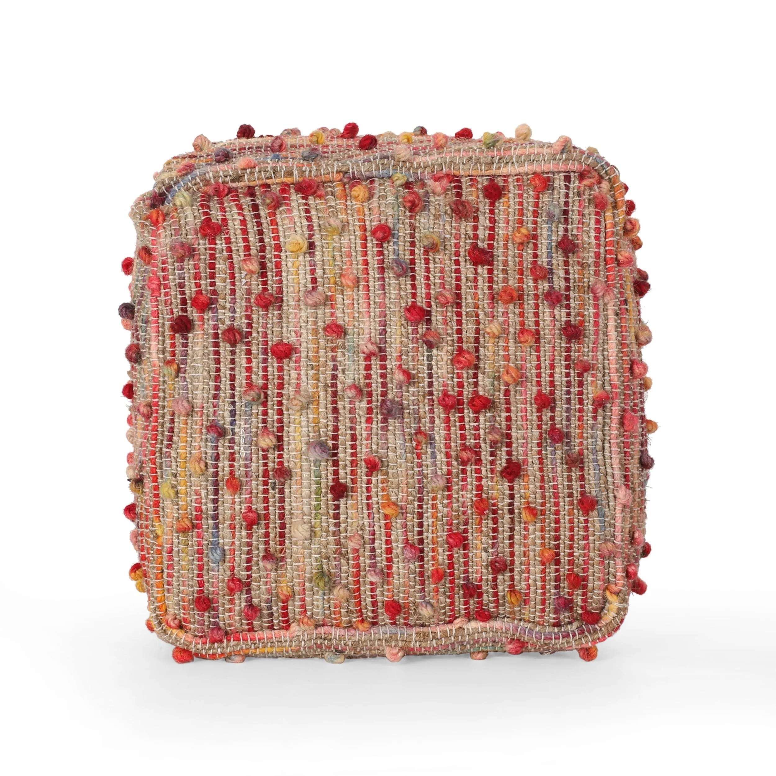 Boho Jute and Cotton Pouf - NH366013