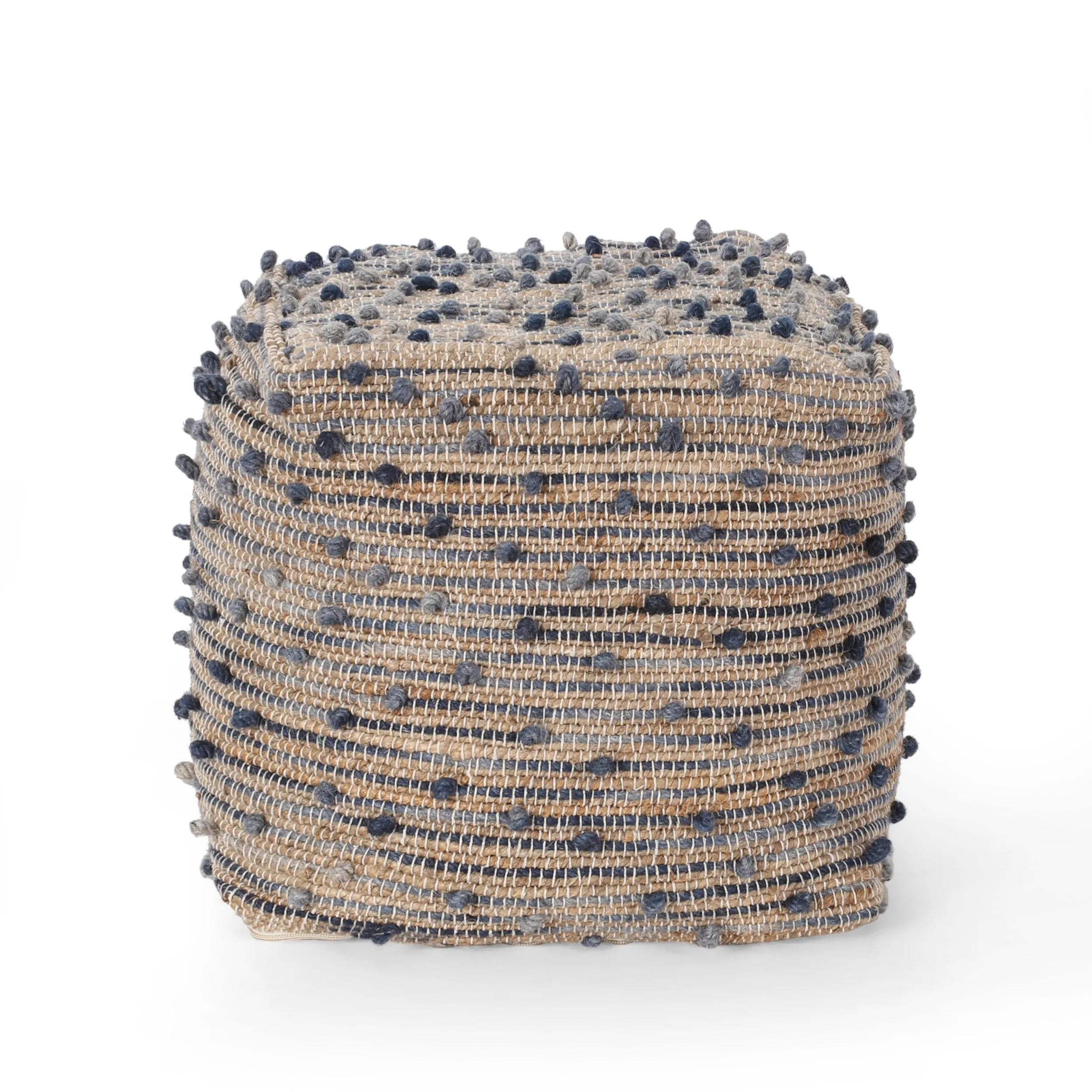 Boho Jute and Cotton Pouf - NH366013