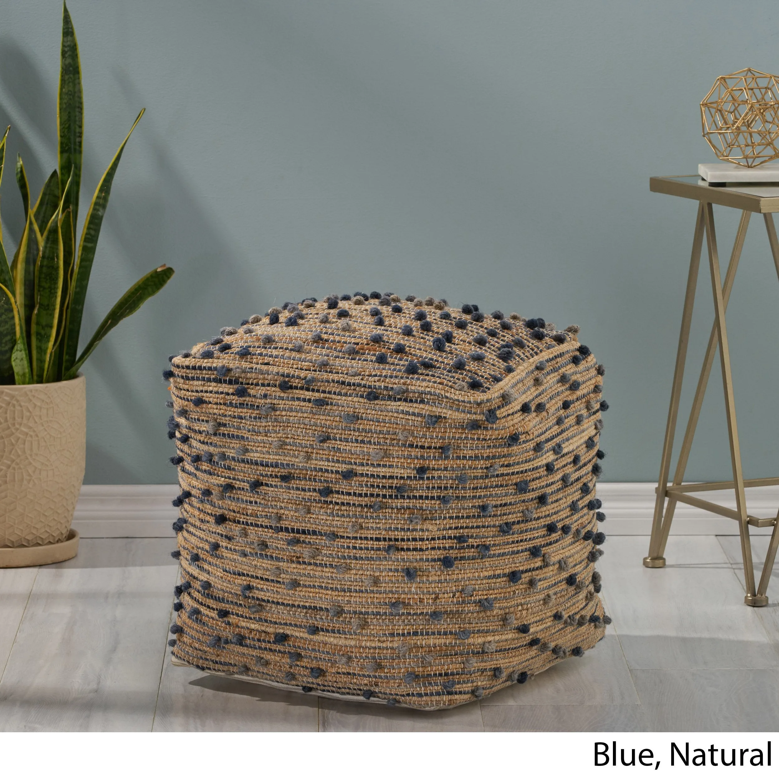 Boho Jute and Cotton Pouf - NH366013