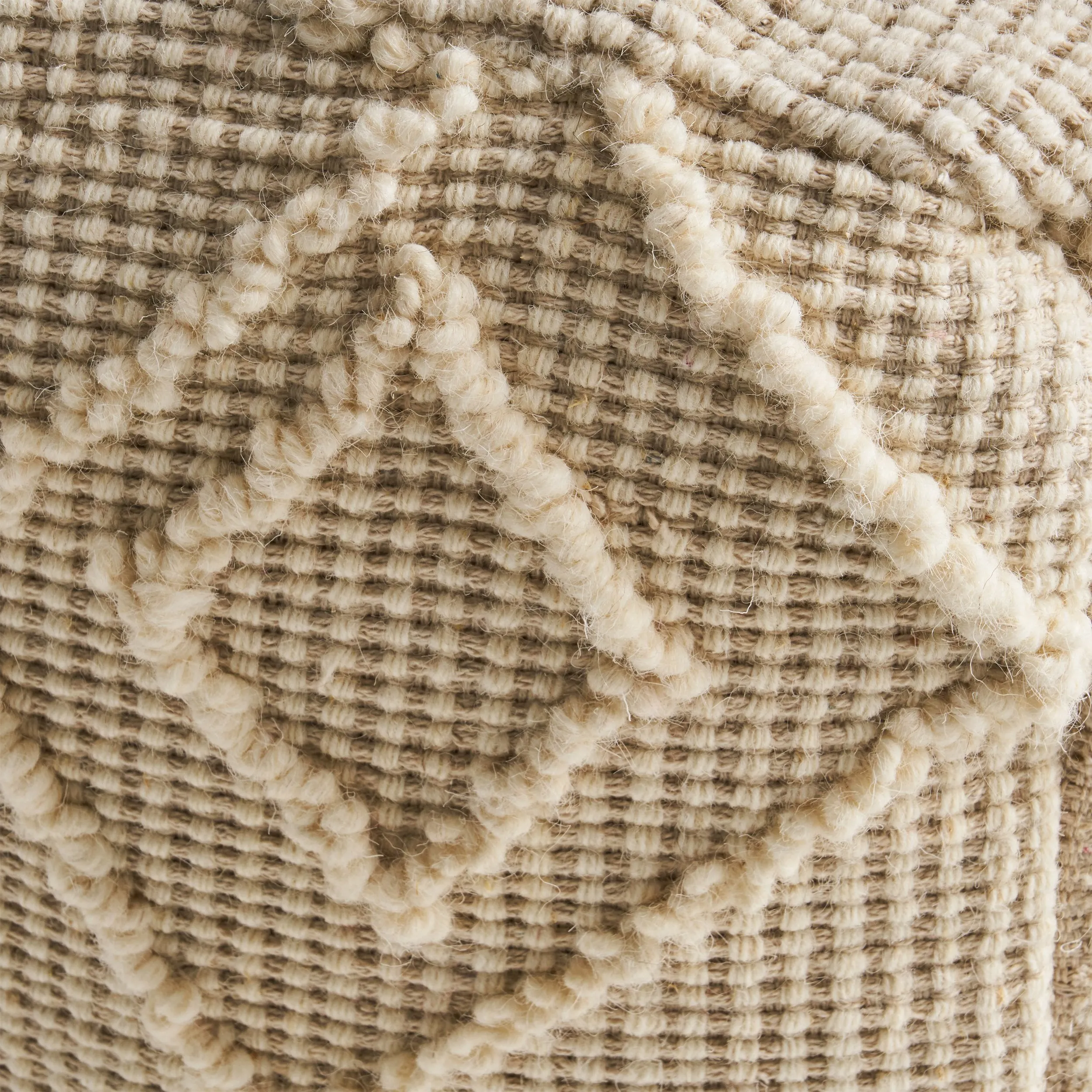 Boho Wool and Cotton Ottoman Pouf - NH223903