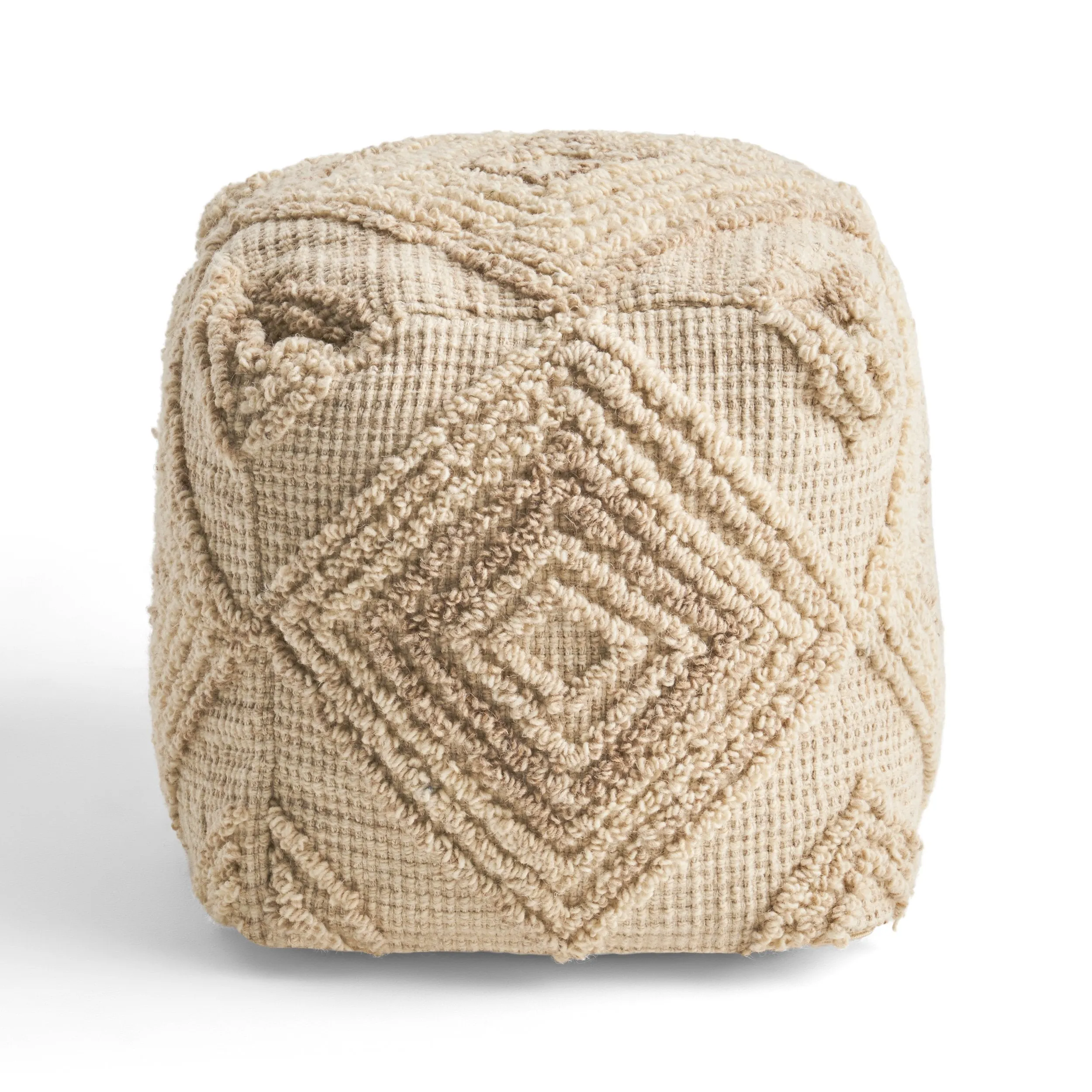 Boho Wool and Cotton Ottoman Pouf - NH323903