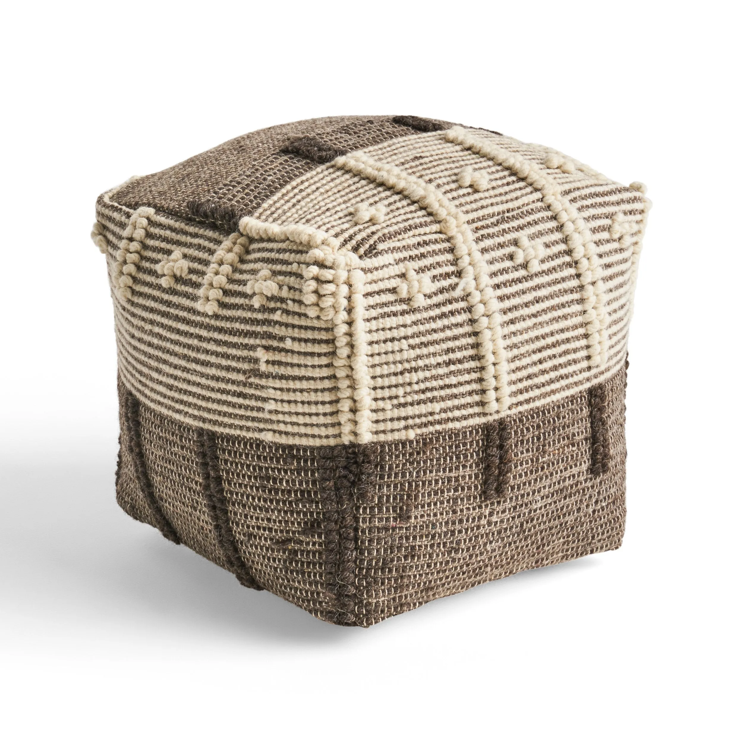 Boho Wool and Cotton Ottoman Pouf - NH803903