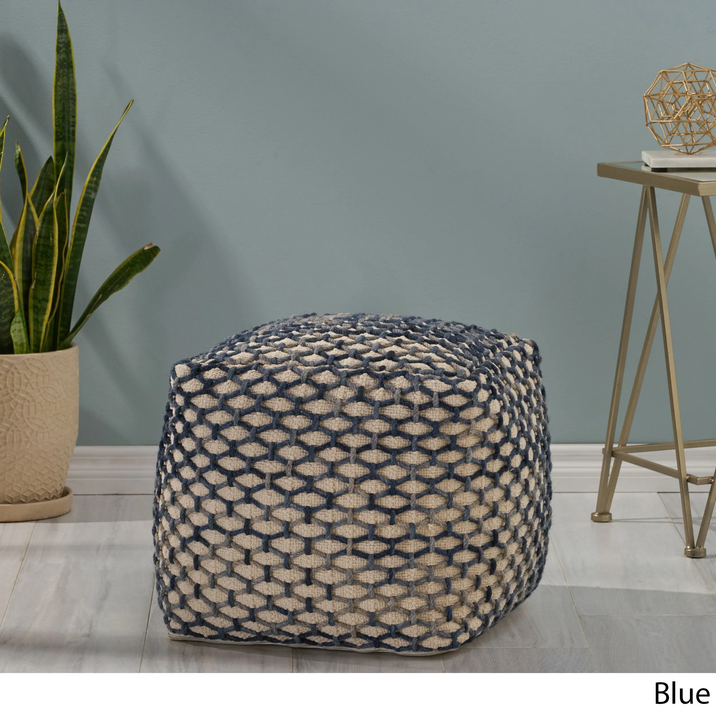 Boho Wool and Cotton Pouf - NH266013