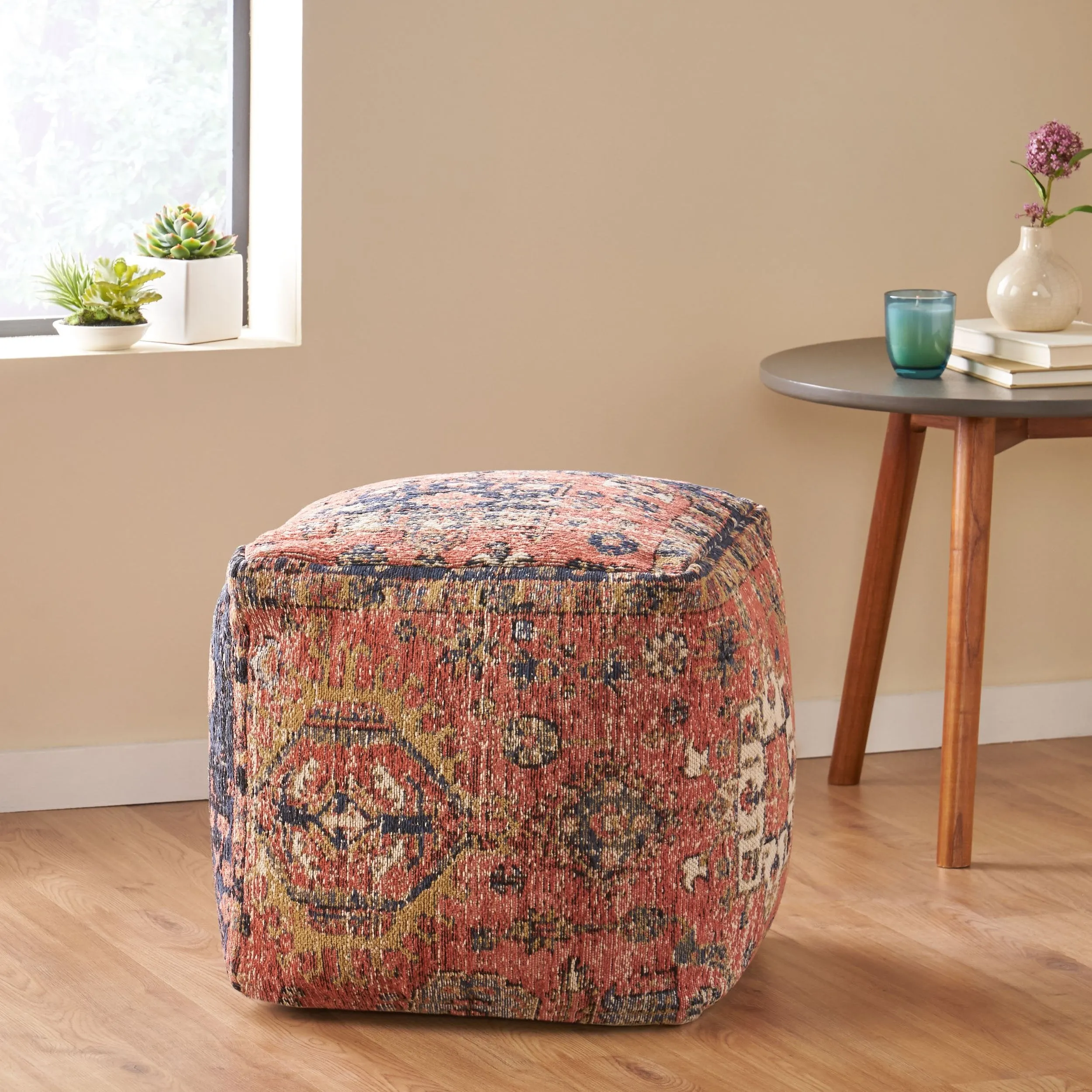 Bonsallo Contemporary Fabric Cube Pouf