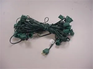 C7 Socket and Wire 50 ft 12 inch spacing GREEN