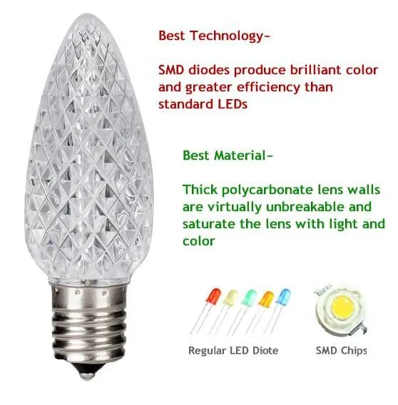 C9 LED Faceted Multi Color