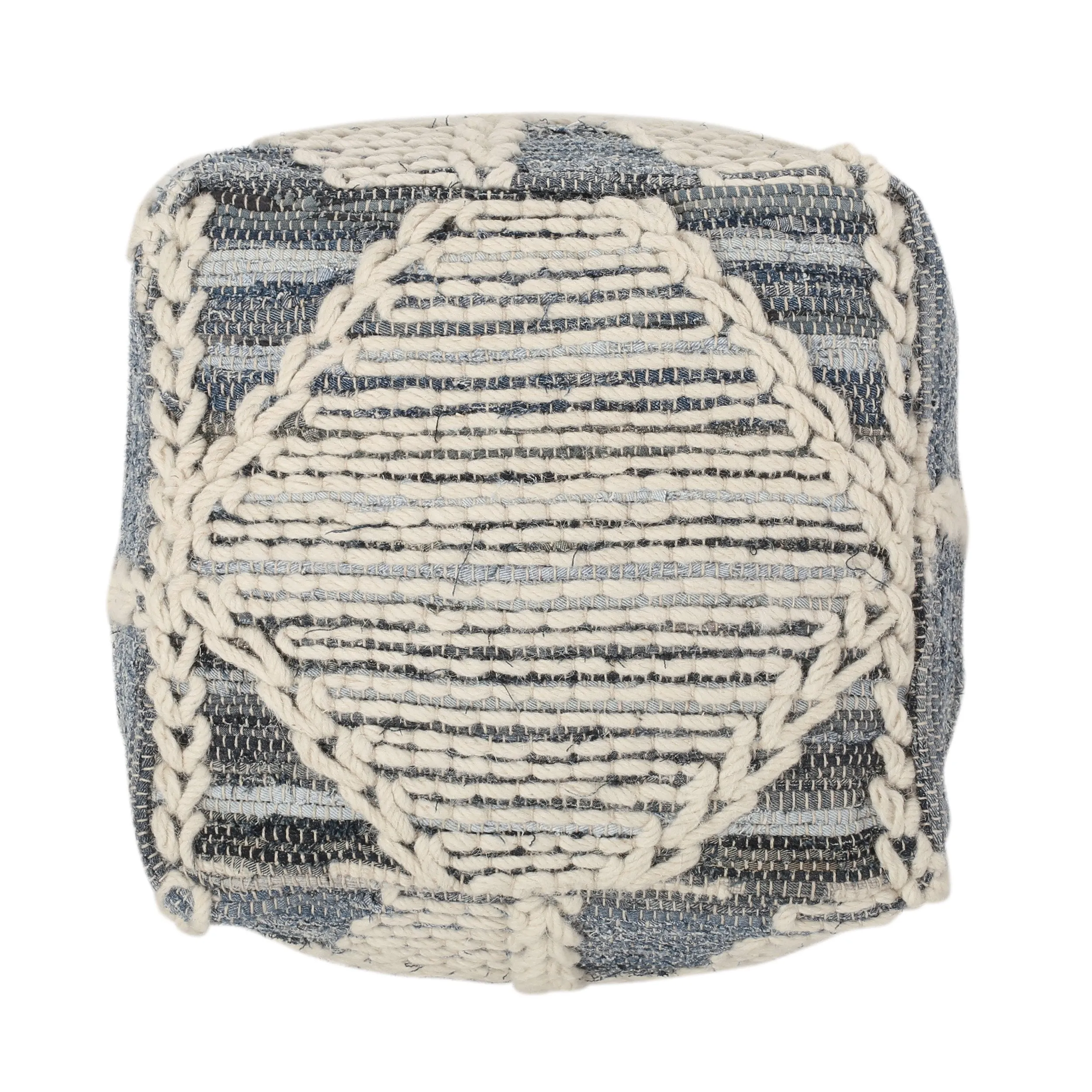 Calera Handcrafted Boho Fabric Cube Pouf