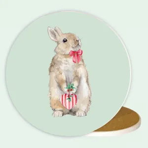 Ceramic Coaster - Christmas Bunny