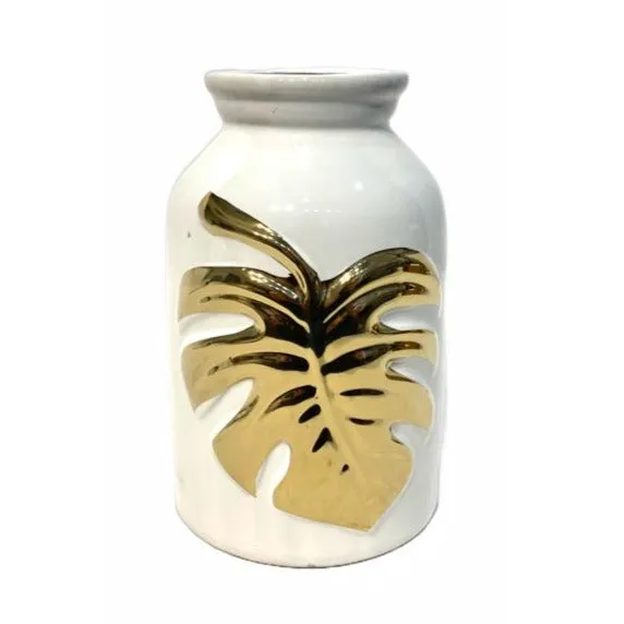 Ceramic Flower Vase Gold Leaf (Set of 3)