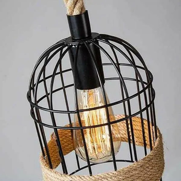 Clervie - Retro Hemp Rope Pendant Lamp