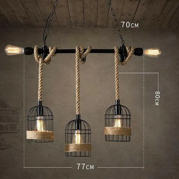 Clervie - Retro Hemp Rope Pendant Lamp